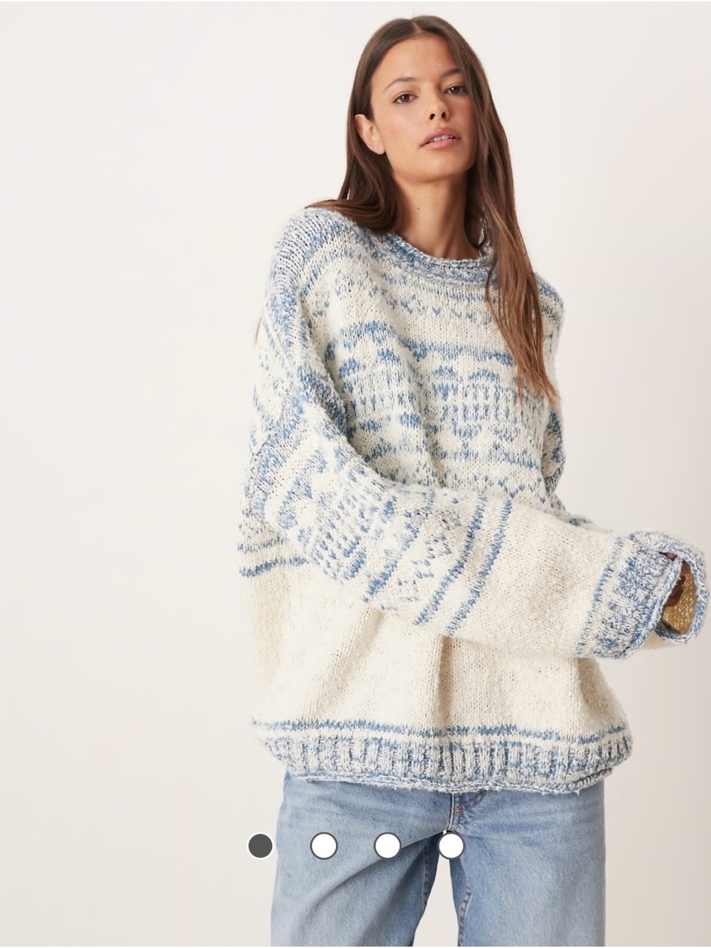 NWT Free People Dani Pattern Sweater - Cloud Combo-M